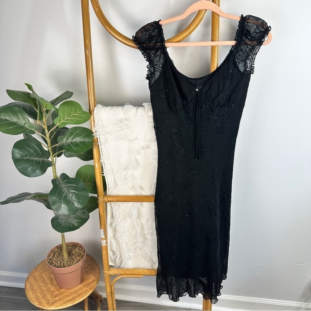 Vintage I.N. San Francisco Black y2k Slip Midi Dress sz 9